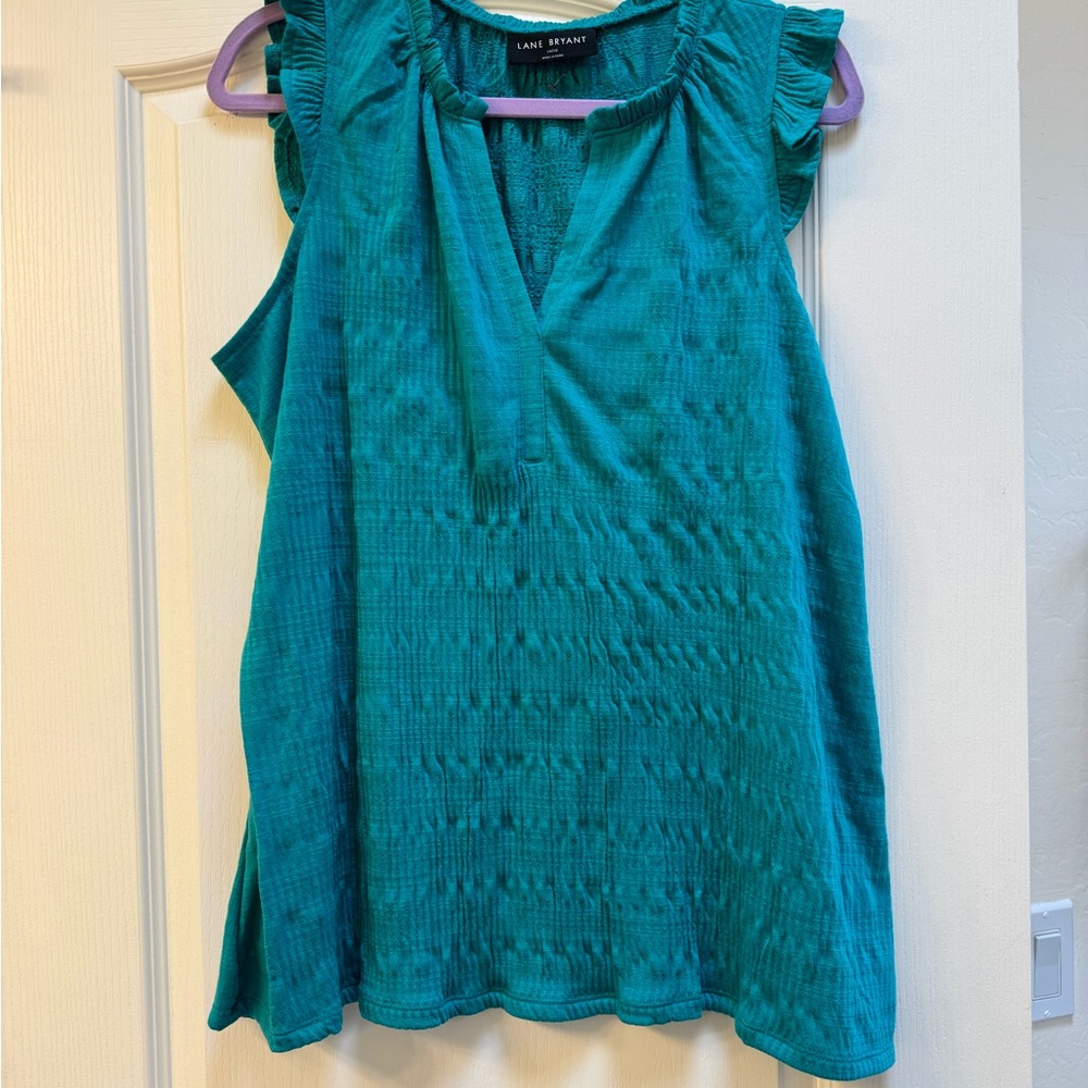 Lane Bryant Teal Ruffle-Sleeve V-Neck Camisole